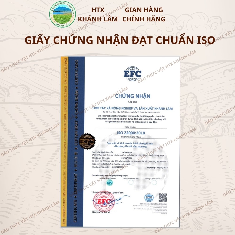 Dầu lạc - HTX nông nghiệp & sản xuất Khánh Lâm (Hà Nội)